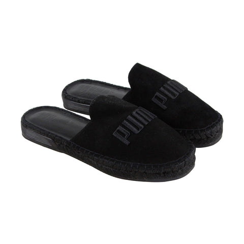 Puma Fenty Espandrille 36768501 Womens Black Suede Mule Flats Shoes
