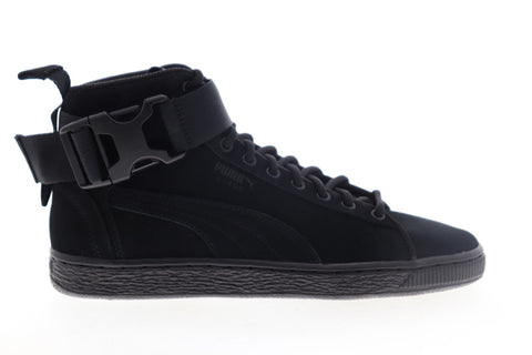 Puma Suede Classic Mid Buckle 36771201 Mens Black Suede Lace Up Low Top Sneakers Shoes