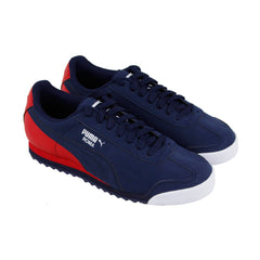 Puma Roma Retro Sports 36791702 Mens Blue Suede Casual Low Top Sneakers Shoes