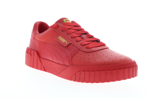 Puma Cali 36915520 Womens Red Leather Lace Up Lifestyle Sneakers Shoes