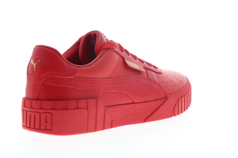 Puma Cali 36915520 Womens Red Leather Lace Up Lifestyle Sneakers Shoes