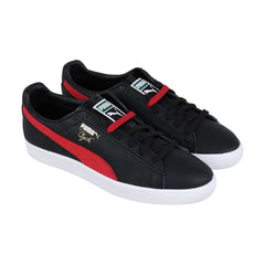 Puma Clyde Core Mens Black Leather Low Top Lace Up Sneakers Shoes