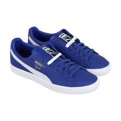 Puma Clyde Core Mens Blue Leather Low Top Lace Up Sneakers Shoes