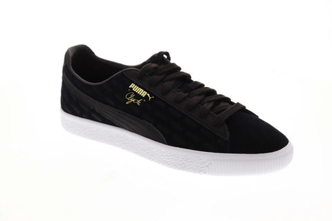Puma Clyde Embossed 36929402 Mens Black Suede Classic Lifestyle Sneakers Shoes