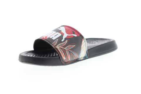 Puma Popcat Flower Power 36942301 Womens Black Sandals Slip On Slides Shoes