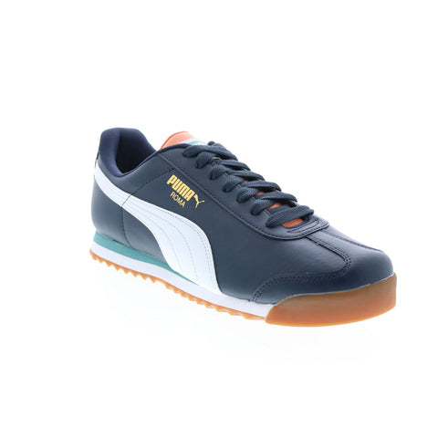 Puma Roma Basic + 36957137 Mens Blue Leather Lifestyle Sneakers Shoes