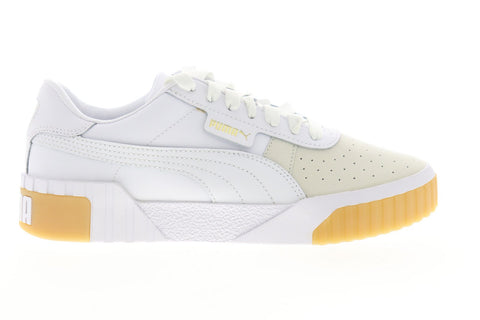 Puma Cali Exotic 36965301 Womens White Nubuck Lace Up Sneakers Shoes