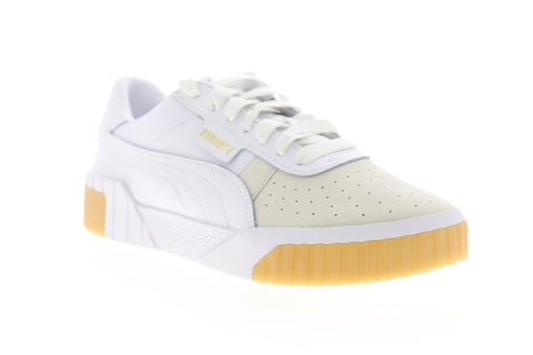 Puma Cali Exotic 36965301 Womens White Nubuck Lace Up Sneakers Shoes