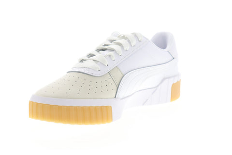 Puma Cali Exotic 36965301 Womens White Nubuck Lace Up Sneakers Shoes