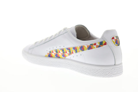Puma Clyde Graffiti Mens White Leather Low Top Lace Up Sneakers Shoes