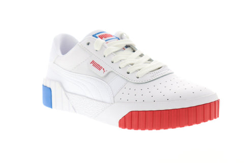Puma Cali RWB 37024801 Womens White Leather Lace Up Low Top Sneakers Shoes