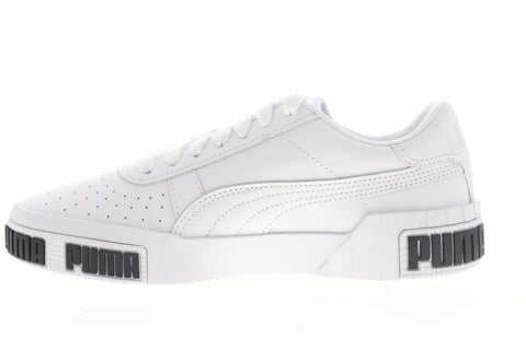 Puma Cali Bold 37081101 Womens White Leather Lace Up Low Top Sneakers Shoes