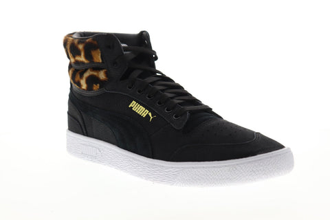 Puma Ralph Sampson Mid Wild 37084001 Mens Black Leather High Top Sneakers Shoes