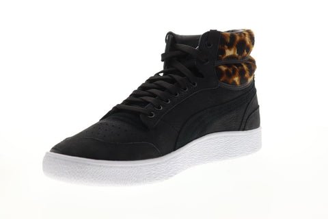 Puma Ralph Sampson Mid Wild 37084001 Mens Black Leather High Top Sneakers Shoes