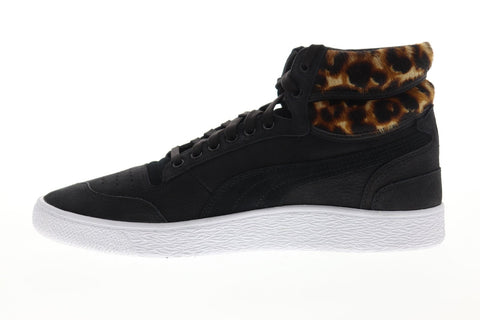 Puma Ralph Sampson Mid Wild 37084001 Mens Black Leather High Top Sneakers Shoes