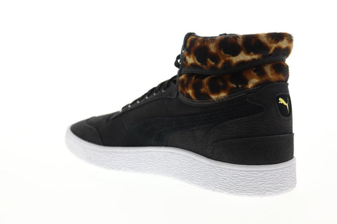Puma Ralph Sampson Mid Wild 37084001 Mens Black Leather High Top Sneakers Shoes