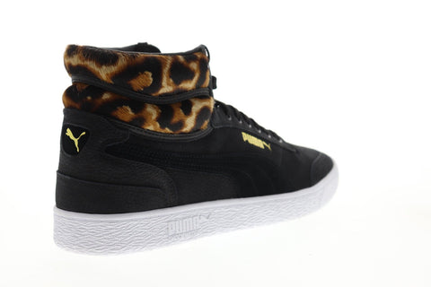 Puma Ralph Sampson Mid Wild 37084001 Mens Black Leather High Top Sneakers Shoes