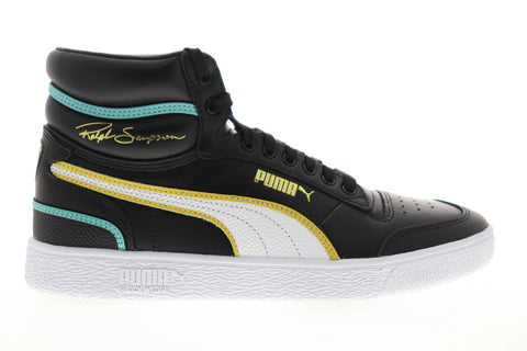 Puma Ralph Sampson Mid Hoops 37084201 Mens Black Leather High Top Sneakers Shoes