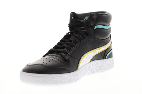 Puma Ralph Sampson Mid Hoops 37084201 Mens Black Leather High Top Sneakers Shoes