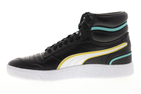 Puma Ralph Sampson Mid Hoops 37084201 Mens Black Leather High Top Sneakers Shoes