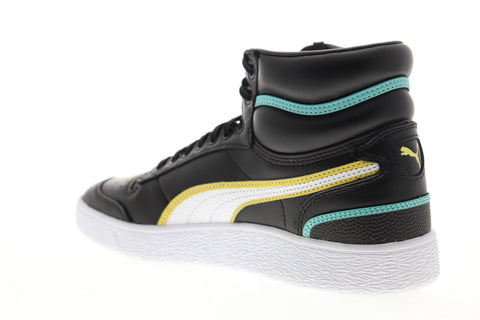 Puma Ralph Sampson Mid Hoops 37084201 Mens Black Leather High Top Sneakers Shoes