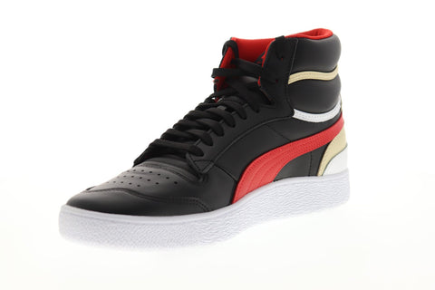 Puma Ralph Sampson Mid 37084703 Mens Black Leather High Top Sneakers Shoes