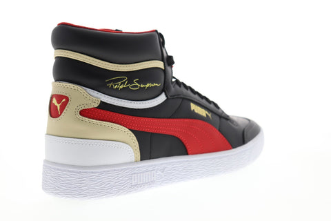 Puma Ralph Sampson Mid 37084703 Mens Black Leather High Top Sneakers Shoes