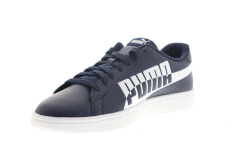 Puma Smash V2 Max 37113502 Mens Blue Leather Lace Up Lifestyle Sneakers Shoes