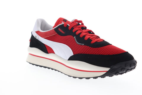 Puma Style Rider Stream On 37152701 Mens Red Mesh Low Top Sneakers Shoes