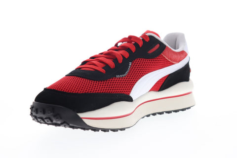 Puma Style Rider Stream On 37152701 Mens Red Mesh Low Top Sneakers Shoes