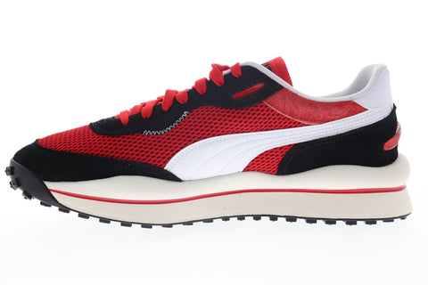 Puma Style Rider Stream On 37152701 Mens Red Mesh Low Top Sneakers Shoes