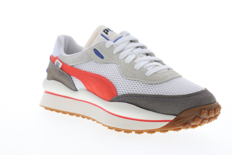 Puma Style Rider Stream On 37152704 Mens White Mesh Low Top Sneakers Shoes