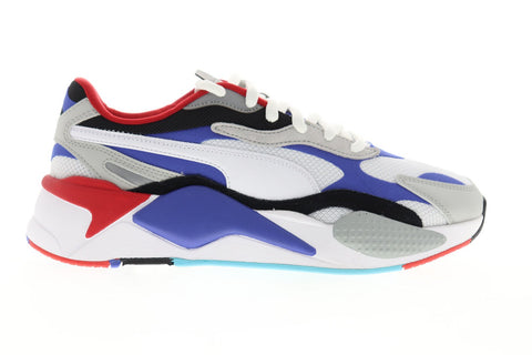 Puma Rs-X3 Puzzle 37157005 Mens White Mesh Suede Lace Up Low Top Sneakers Shoes