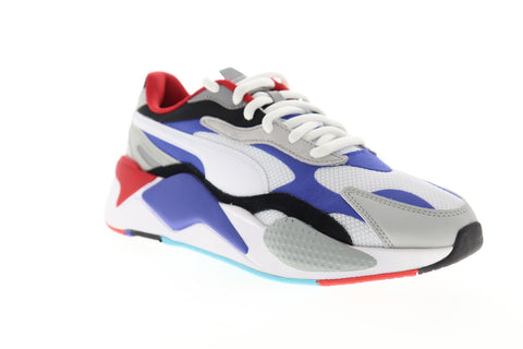 Puma Rs-X3 Puzzle 37157005 Mens White Mesh Suede Lace Up Low Top Sneakers Shoes