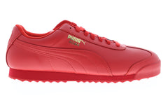 Puma Roma Basic Wrap 37186401 Mens Red Leather Low Top Lace Up Sneakers Shoes