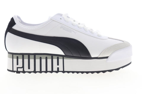 Puma Roma Amor Logo 37211303 Womens White Canvas Lace Up Sneakers Shoes