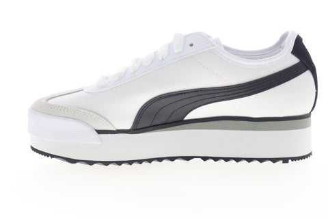 Puma Roma Amor Logo 37211303 Womens White Canvas Lace Up Sneakers Shoes