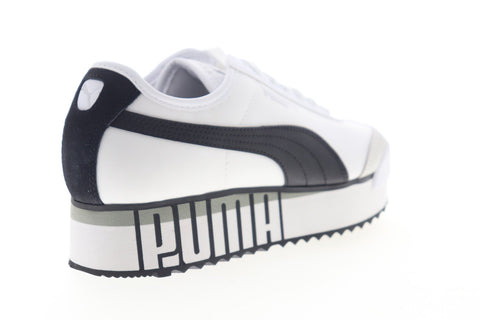 Puma Roma Amor Logo 37211303 Womens White Canvas Lace Up Sneakers Shoes