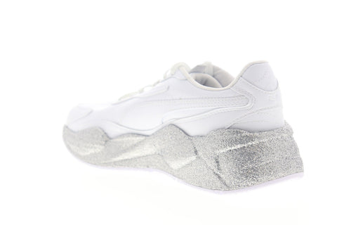 Puma RS-X3 Glitz 37264701 Womens White Leather Lace Up Sneakers Shoes