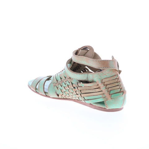 Bed Stu Claire F373004 Womens Green Leather Hook & Loop Strap Sandals Shoes