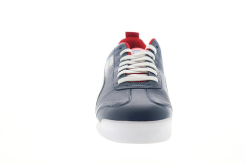 Puma Roma Play On 37342101 Mens Blue Leather Lace Up Low Top Sneakers Shoes