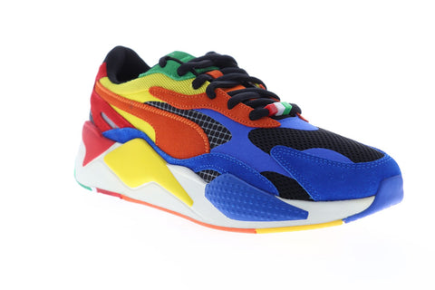 Puma RS-X3 Rubiks 37342801 Mens Blue Black Mesh Suede Low Top Sneakers Shoes