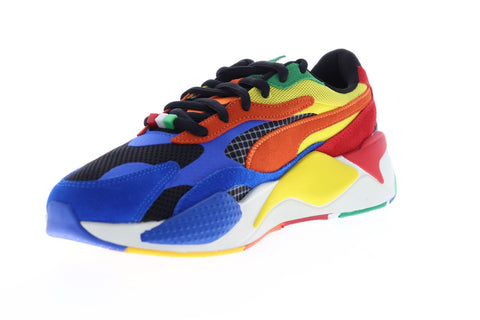 Puma RS-X3 Rubiks 37342801 Mens Blue Black Mesh Suede Low Top Sneakers Shoes