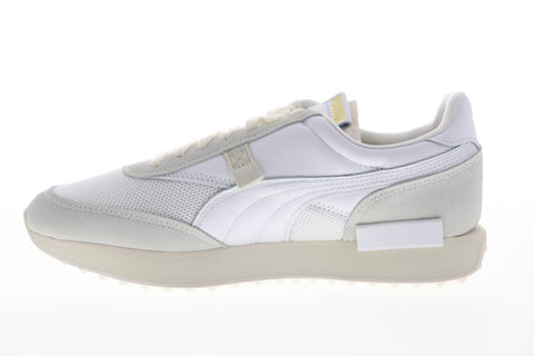 Puma Future Rider Luxe 37429501 Mens White Suede Lace Up Low Top Sneakers Shoes