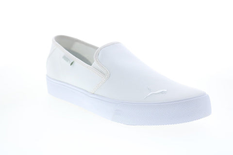 Puma Bari Slip On Cat 37452802 Womens White Canvas Lifestyle Sneakers Shoes