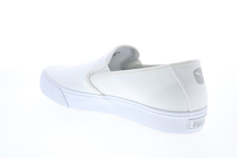 Puma Bari Slip On Cat 37452802 Womens White Canvas Lifestyle Sneakers Shoes
