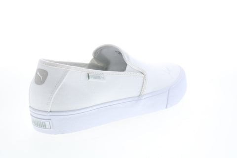 Puma Bari Slip On Cat 37452802 Womens White Canvas Lifestyle Sneakers Shoes