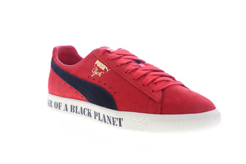 Puma Clyde X Public Enemy 37453901 Mens Red Nubuck Low Top Sneakers Shoes