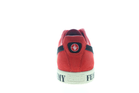 Puma Clyde X Public Enemy 37453901 Mens Red Nubuck Low Top Sneakers Shoes