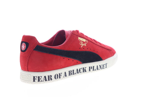 Puma Clyde X Public Enemy 37453901 Mens Red Nubuck Low Top Sneakers Shoes